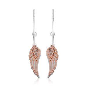 Vanbelle Sterling Silver Jewelry Double Angel Wings Half Hoop Earrings